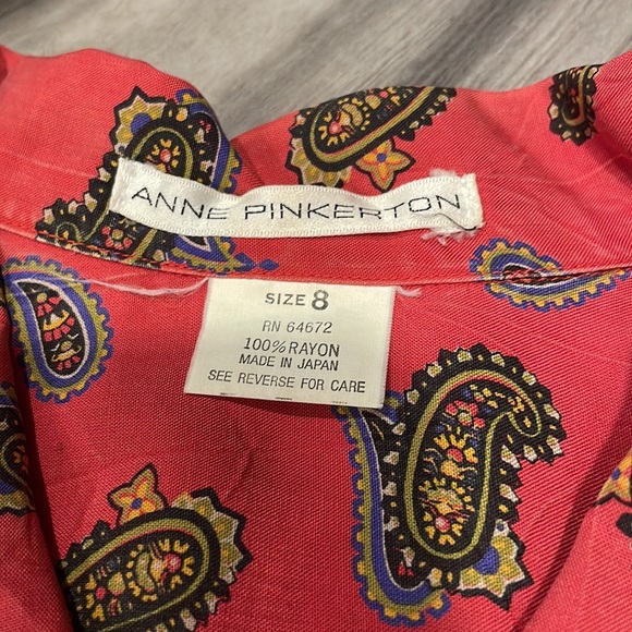 Anne Pinkerton Red Paisley Short Sleeve Button Down - Picture 2 of 5